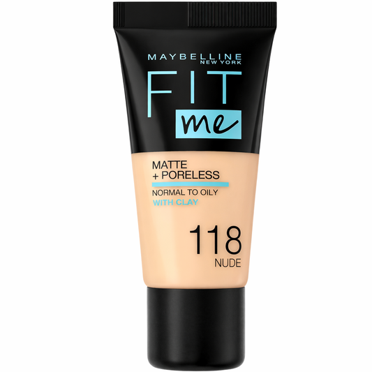 Maybelline Fit Me Matte + Poreless Foundation – 118 Light Beige 30ml