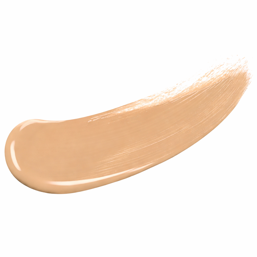 Beige makeup swatch on a white background