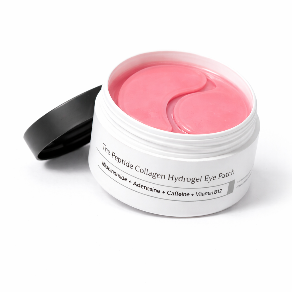 Jar of COSRX pink peptide collagen hydrogel eye patches on a white background
