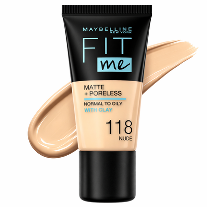 Maybelline Fit Me Matte + Poreless Foundation – 118 Light Beige 30ml