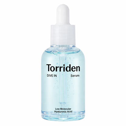 Torriden serum bottle with dropper on a white background