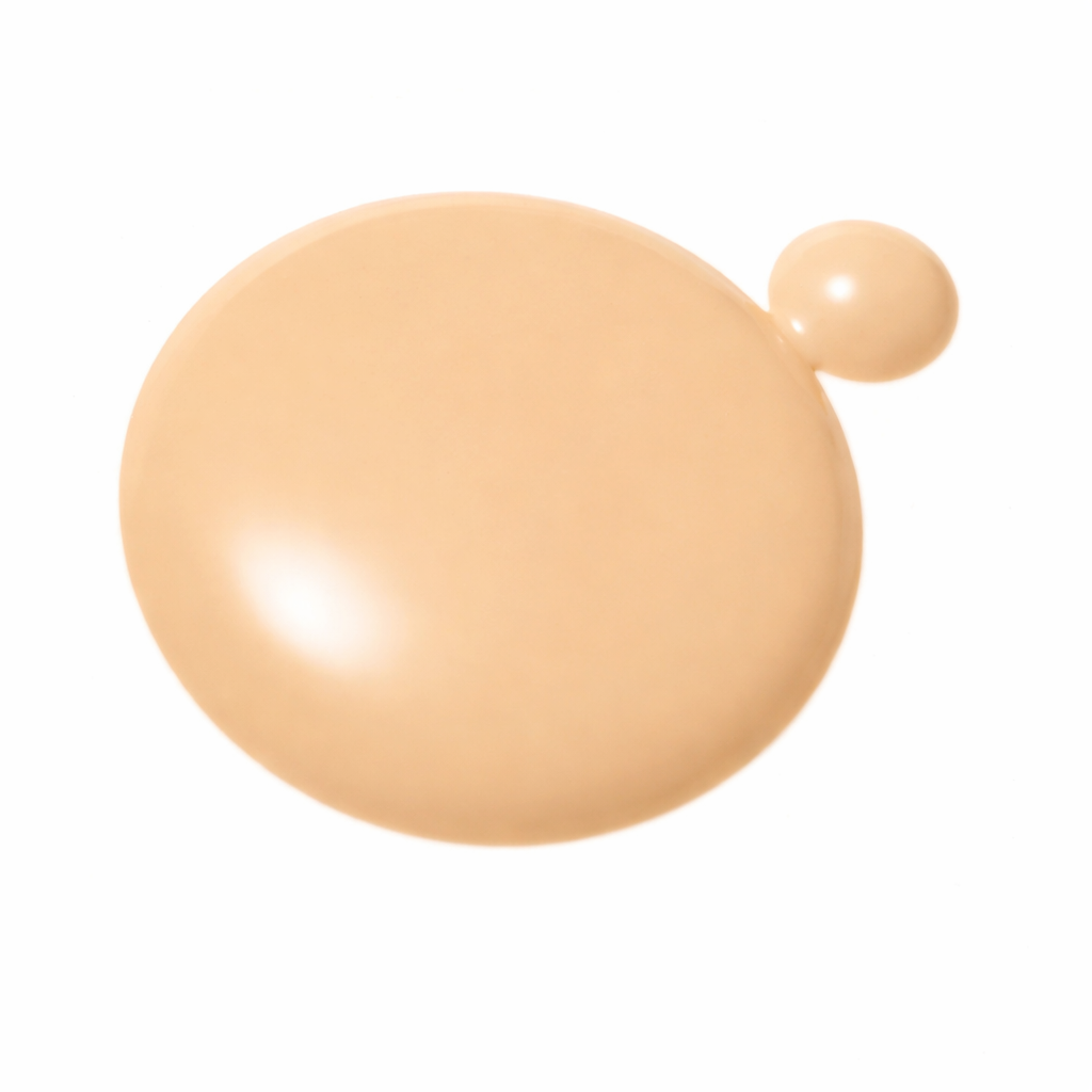 Beige liquid foundation sample on a white background